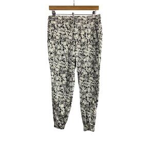 Muk Luks Womens Stretch Jogger Pants PM Cotton/Spandex Blend Black/White Camoufl